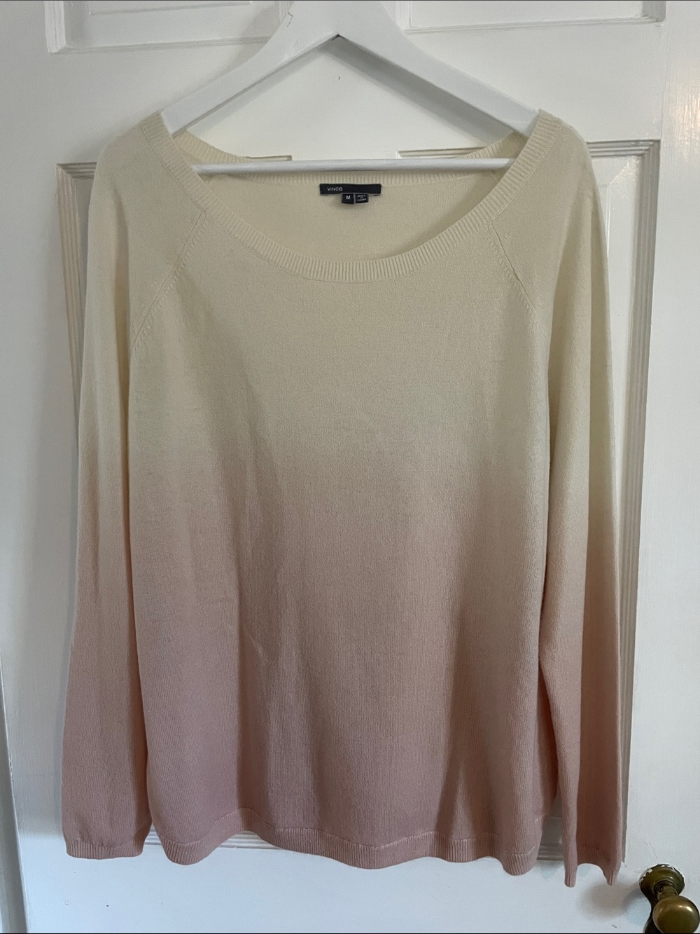 Vince Knit Boatneck Sweater — Cream to Blush Pink, Size M, lightweight